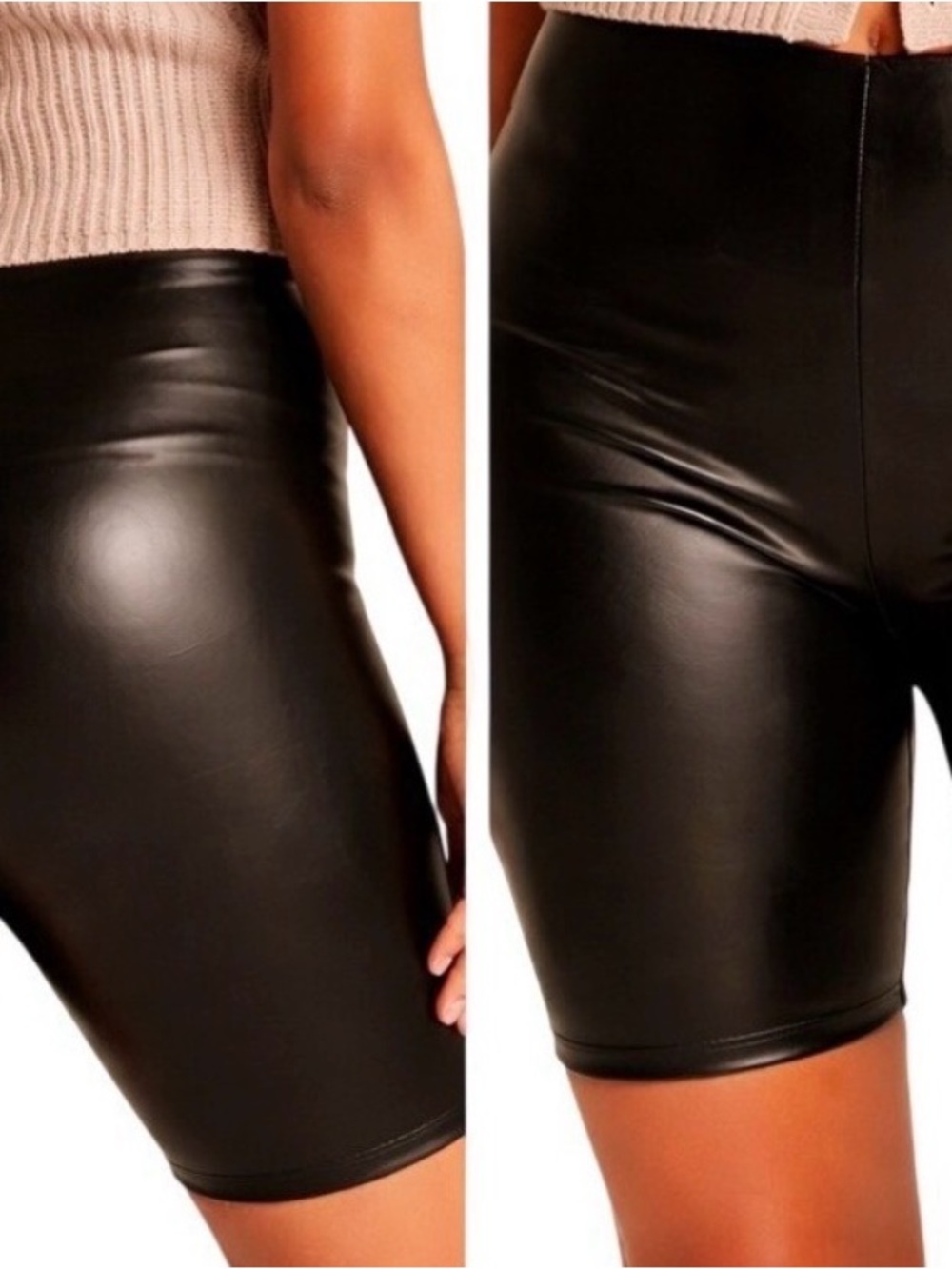 Abercrombie & Fitch Womens XL Vegan Leather Black Biker Shorts NWT‎